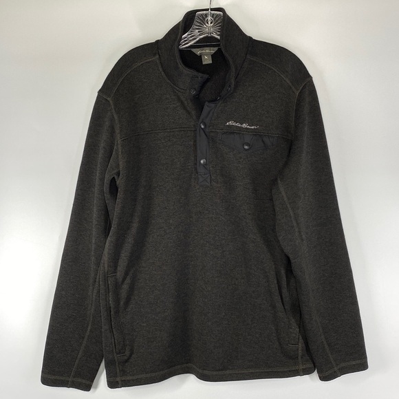 Eddie Bauer 1/4 Snap Button Long Sleeve Fleece Sweater Size Large - Picture 1 of 7
